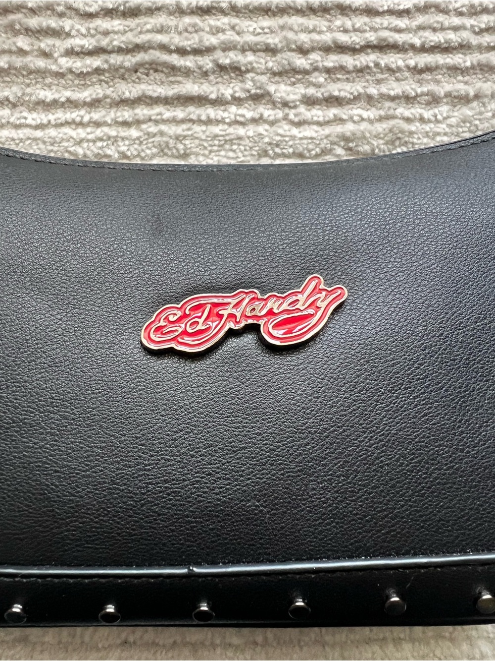 Ed Hardy Black Shoulder Bag with Red Logo Accent - Picture 3 of 6